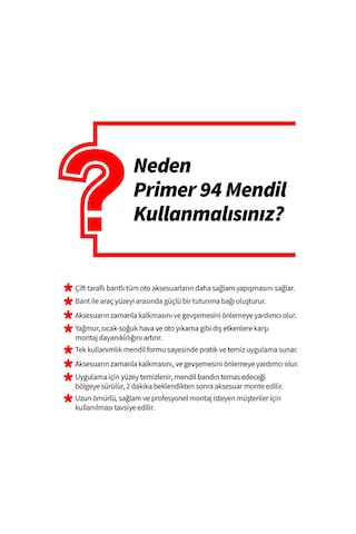 Primer 94 Çift Taraflı Bant İçin Yapışma Arttırıcı/kuvvetlendirici Mendil 3 Adet