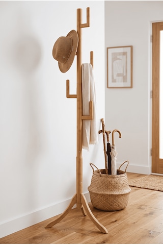 Robin Home Bambu Portmanto Askılık Modern Vestiyer Ayaklı Askılık Ahşap Elbise Askısı Bej