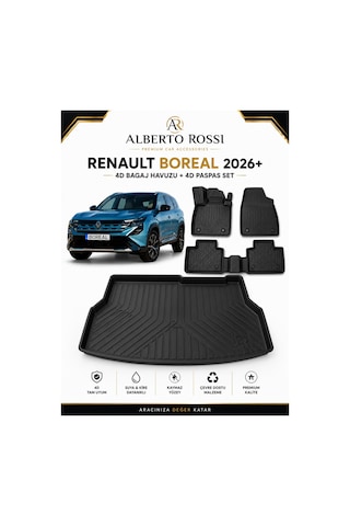 Renault Boreal Alt Kısım 2026+ Araca Özel 4d Bagaj Havuzu + 4d Paspas Seti Birebir Uyum