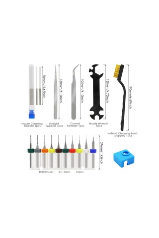 Sointeresting Mk8 3d Yazıcı Nozulları, Ender3 Nozul Temizleme Kitleri 3d Yazıcı Nozul Bakım Kiti 3d Yazıcı Araçları