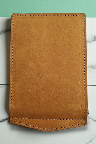 Clavel Klipsli Premium Hakiki Deri Kartlık Cüzdan Camel