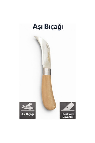 Senbang Aşı Kamp Bıçağı El Yapımı Keskin Bahçe Ve Ağaç Aşılama Kamp Bıçağı, Ahşap Saplı Profesyonel Aşı Kamp Çakısı Gri