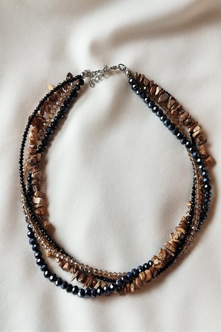 Badeaccessories Jasper Kırıktaş, Kristal Taşlı Tasarım Kolye Altın