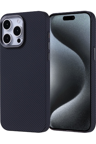 iPhone Uyumlu 15 Pro Max Kılıf Magsafe Şarj Özellikli Karbon Fiber Görünümlü Nekst Yeşil Yeşil