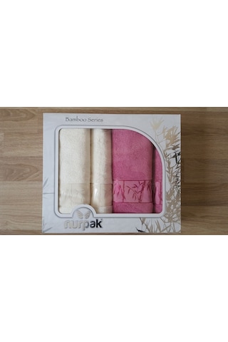 Nurpak 4 Parça Bambu Havlu Takımı Mürdüm Krem