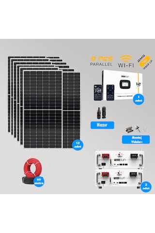 Cks Enerjı 12 Kw Lityum Akülü Hazır Solar Paket Kolay Kurulum Çift Akü
