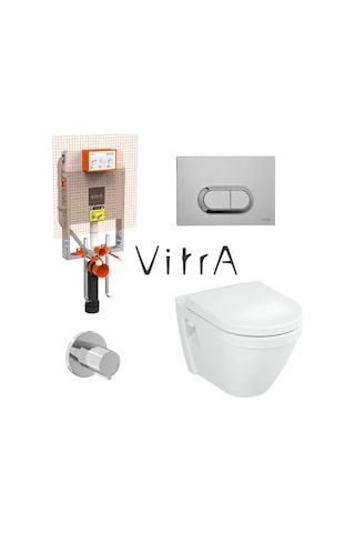Vitra S50 Kanalsız Asma Klozet 7740t003-0850, Vitra Gömme Rezervuar Set 768-1851 Beyaz