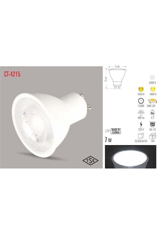 Cata Ct-4215 5 Adet 7W Çanak Led Ampul Gu-10 Duy Lamba (498773739)