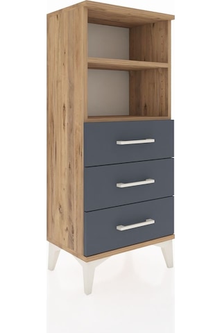 Arges Komodin 2 Raflı 3 Çekmeceli 44x30x106 Çam-antrasit Çam