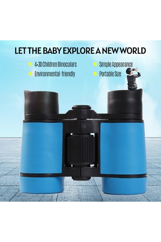 Kosona Çocuk İçin 4x30 Büyüklüklü İkiz Lens Gözlük, Kaymazsız Kollü, Optik Cam Lensli, Mavi Mavi