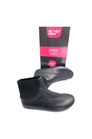 Derilax Hakiki Deri Soğuk Geçirmez Sıcak Astar Yumuşak Şeker Mest Siyah