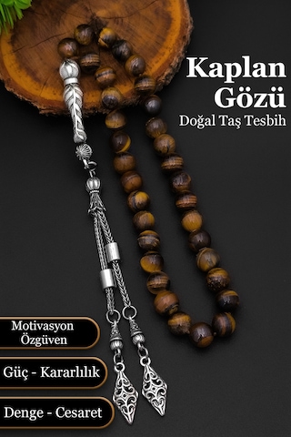 Kaplangözü Tesbih Erkek Doğal Taş Kaplangözü Tesbih 8 Mm Bt032 Kahverengi - Siyah