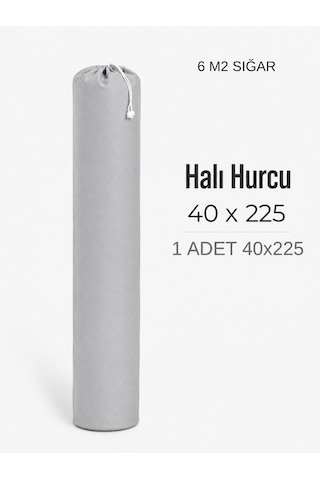 Beylini 40x225 Halı Hurcu 6m2 Lastikli Nefes Alabilir Kokmaz Tela Lastikli Halı Kılıfı Poşeti Ambalajı Taşınma Yastık Saklama Torbası Gri 1 Adet