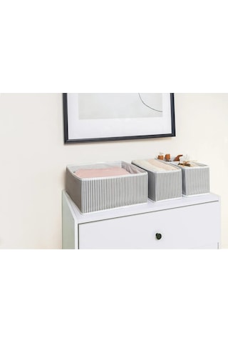 2 Adet 4'lü Çok Amaçlı Dolap Içi Ve Çekmece Içi Düzenleyici Organizer Kutu Seti Gri-beyaz