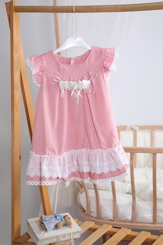 Bayramlık Keten Kız Bebek Çocuk Elbise 12787 001