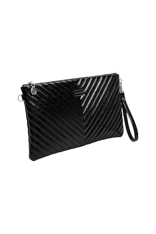 Silver Polo Crash Kırışık Siyah Kapitone V Kadın Portföy Ve Clutch El Çantası Sp1034