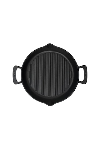 Lava Döküm Yuvarlak Izgara Tava, Metal Kulplu, 32cm, Siyah Genel