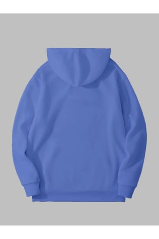 Harmandar 3 İplik Mavi/pembe Baskısız Kanguru Cepli Kapüşonlu Kadın Erkek Sweatshirt Hoodie Mavi