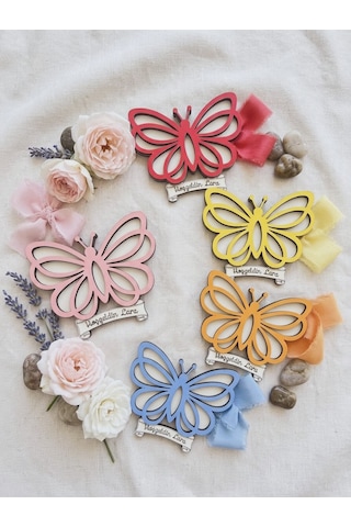 İsme Özel Ahşap Kelebek Magnet 10'lu - Bebek Doğum, Baby Shower, Nişan Ve Doğum Günü Hediyeliği