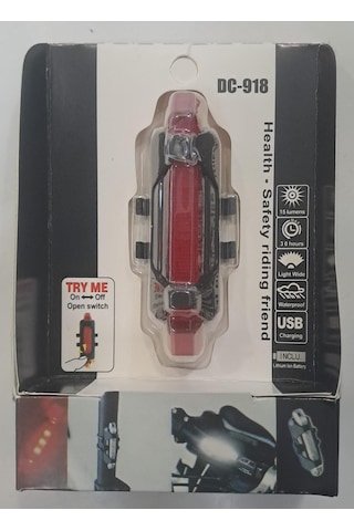 Şarjlı Bisiklet Işığı Led Çok Fonksiyonlu Usb Girişli - Kırmızı
