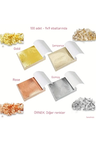Altın Yaprak, Yaprak Altın, Varak Altın, Gold Tırnak Süsü, Dekoratif, Epoksi Reçine-9x9cm-100sayfa