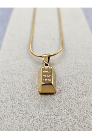 Xuping Külçe Model Çelik Kolye Gold Renk Standart Boy Altın