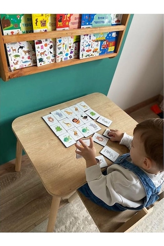 Zeka Kartları Eşleştirme Oyunu Ahşap Hafıza Kartı Oyunu Eğitici Puzzle Oyunları