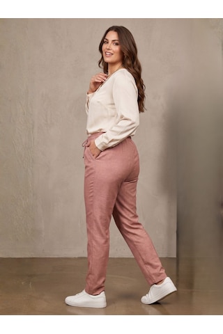 Know Kadın Pembe Keten Karışımlı Beli Lastikli Yazlık Havuç Pantolon