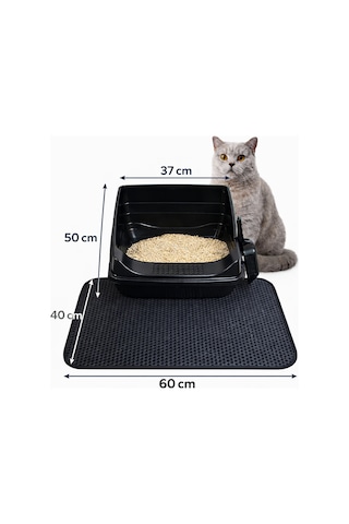 Elekli Açık Kedi Tuvaleti Paspaslı-siyah