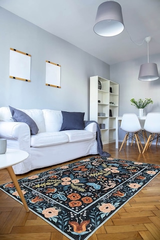 Artloop Fuga Kadife Dokulu Siyah/beyaz Modern Desenli Halı Ka 19