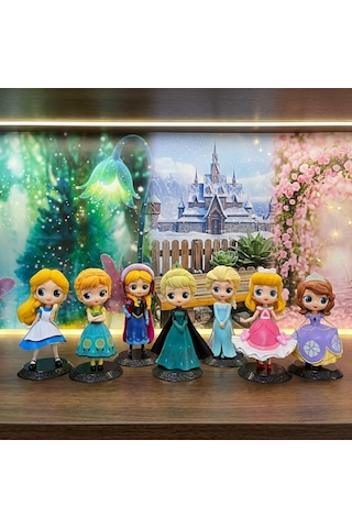Vıp Yüksek Kalite 15 Cm 7 Li Elsa Anna Sofia Alice Prenses Aurora Karakter Full Set Yılbaşı Hediyesi Diğer