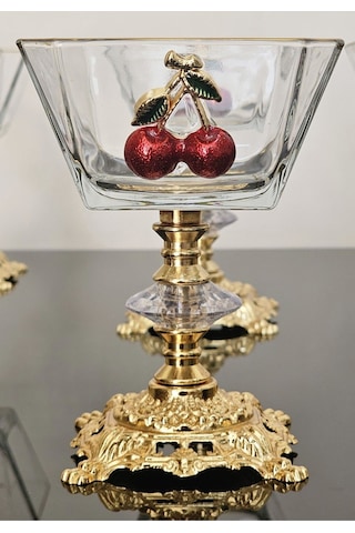 Atabey Home Collection 6'li Kirazli Döküm Ayakli Magnolia Dondurmalik & Kase & Sunumluk Cup