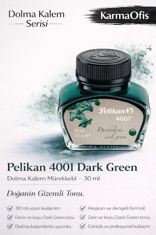 4001 Dark Green Dolma Kalem Mürekkebi 30 Ml Koyu Yeşil Diğer