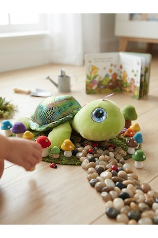 Peluş Kaplumbağa Parlak Kumaş-25 Cm Yeşil