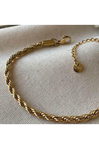 Gold Burgu Çelik Bileklik 4 Mm Şık Tasarım Ayarlanabilir Unisex Bileklik Sarı