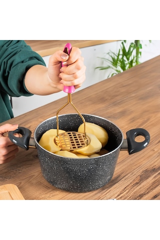 Porsima Paslanmaz Metal Patates Ezici Patates Ezeceği 24cm Fuşya