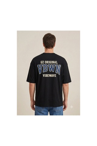 Neco Giyim Unisex Oversize Geniş Kesim %100 Pamuk Yumuşak Dokulu Basic Bisiklet Yaka Tişört Siyah V