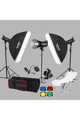 Godox SK400 II W/S 3'lü Paraflaş Set + Gdx PHT-60130 Çekim Masası 60x130 Cm