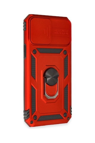 iPhone Uyumlu 12 Pro Max Kılıf Pars Lens Yüzüklü Silikon - Kırmızı Çokrenkli