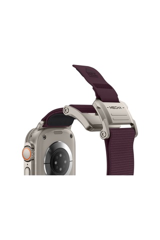 Watch 44mm Uyumlu Mohseven İwatch Mecha Sport Hasır Kordon Titanyum-mor