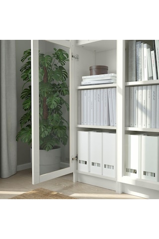 Tr Cam Kapaklı Kitaplık, Beyaz, 120x30x202 Cm Genel