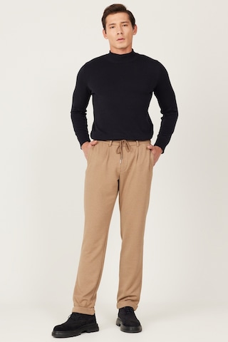 AC&Co / Altınyıldız Classics Erkek Vızon Slim Fit Dar Kesim Beli Bağlamalı Esnek Pantolon Vizon
