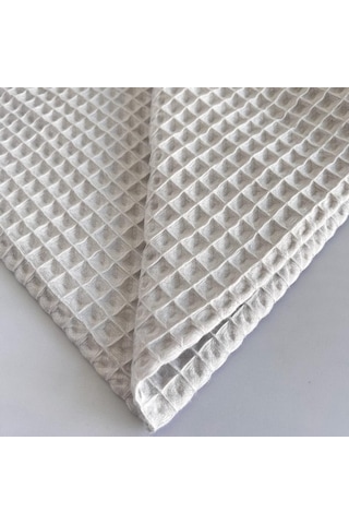 Büyük Kareli Waffle Pike Bornozluk Kumaş 100% Pamuk Bw-08 Gri
