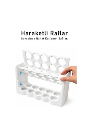 Fıre Kıng Panda 30 Bölmeli Yumurta Kutusu 3 Katlı Yumurtalık Buzdolabı Organizeri Saklama Kabı G-771 Beyaz