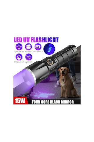 F.b.ı F-365 20watt Şarjlı 26650 Pilli Uv Led Mor Işıklı El Feneri Siyah