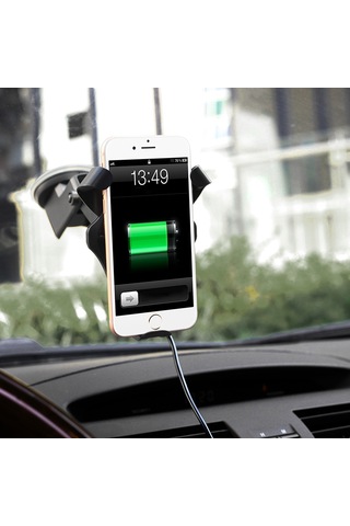 Symbee Gri Qi Onaylı Hızlı Kablosuz Şarj Cihazı - Araç Ve Ev Kullanıma Uygun 3 Farklı Tutucu İle Telefon Tutucu Ve Şarj Aleti Diğer