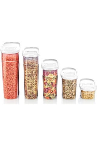 Embox Çift Kapak Sistemli Erzak Kabı - Hava Aldırmaz Kapaklı Saklama Kabı 1200 Ml 12 X 20 Cm Şeffaf