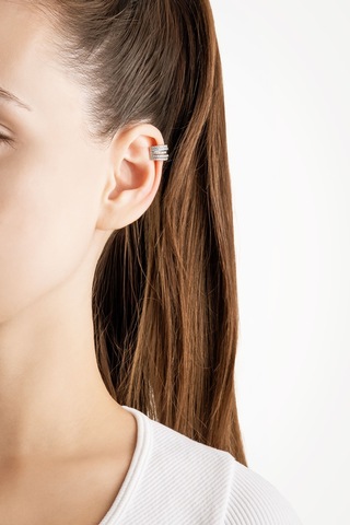 Minimal Yıldız Beyaz Taşlı 18 Ayar Beyaz Altın Kaplama Gümüştek Kıkırdak Küpe Beyaz