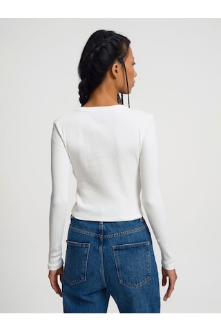 Loft Slim Fit Kadın Top Beyaz