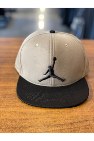 Air Jordan Nakışlı Bej Hiphop Snapback Rapper Basket Cap Şapka Bej - Siyah